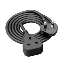 1m Extension Lead Single Plug Socket Power Cable 13A Electrical Cord Black