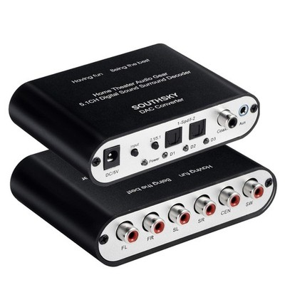 5.1/2.1 Audio Rush Digital Sound Decoder Converter,Optical SPDIF, Coaxial to ...
