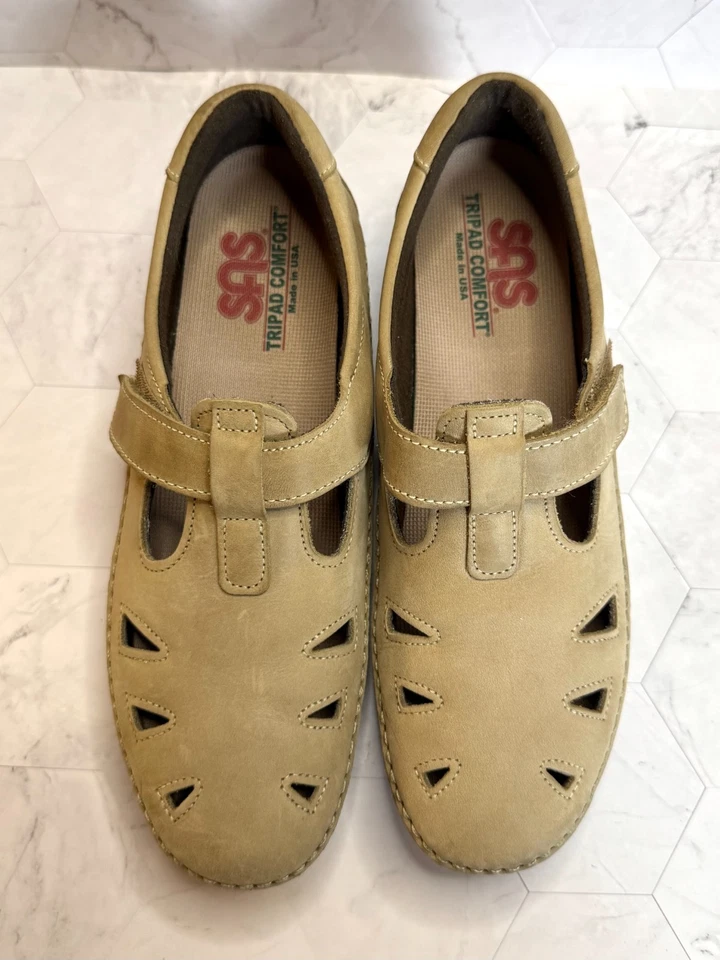 Zapatos SAS Tripad Comfort para mujer beige gamuza cuero Mary Jane Roamers talla 8 usados en excelente estado Foto 4 de 4