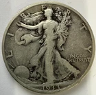 1933-S Walking Liberty Silver Half Dollar $0.50 piece mint mark reverse