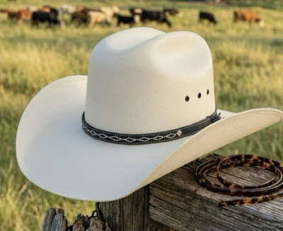 Handcrafted Canvas Cattleman Cowboy Hat Western Ivory Mexican Tejana Sombrero