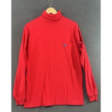 Vintage IZOD LACOSTE Red Turtle Neck Shirt Long Sleeve Cotton Men SZ Medium