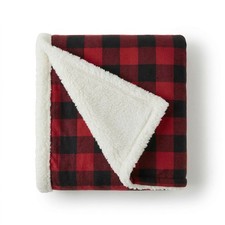 Ultra Soft Reversible Sherpa Throw Blanket, 50x60, Cozy Plaid for Couch  Bed