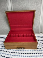 Mc Graw Wooden Silverware Flatware Storage Chest Box w/ Drawer Tarnish Proof