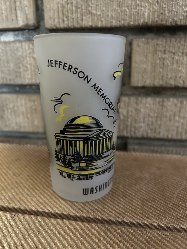 1950'S Vintage Washington DC State Frosted Souvenir 5" Tall Tumbler Glass