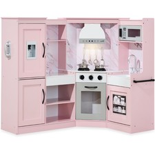 Best Choice Products Pretend Play Corner Kitchen Wooden Toy Set Kids Lights