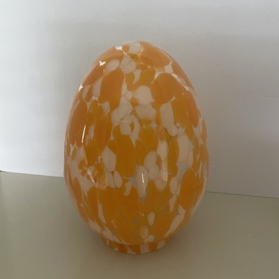 New Large Confetti Glass Easter Egg Orange &  White - Threshold   9.4in H