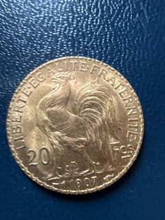 Pièce en 20F Or 1907 Marianne Coq