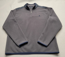 Brooks Brothers Men's Gray Navy Blue Fleece Quarter Zip Pullover Size L