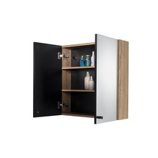 Mirrored Bathroom Cabinets Wall Mounted  Double Door Matt Brown 60x60x18