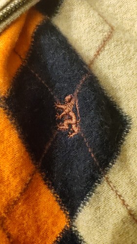 Maglione lana vintage Pringle LG Argyle full zip colori autunnali tasche zip scozzese - Foto 9 di 18