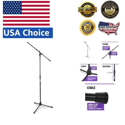 MS7701B Black Tripod Microphone Boom Stand - Versatile & Height Adjustable