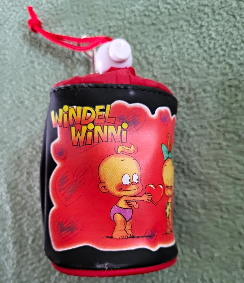 Windel Winni Mini Beuteltasche rot/schwarz Baby-Motiv, Kordelzug, Aufdruck - Bild 1 von 2