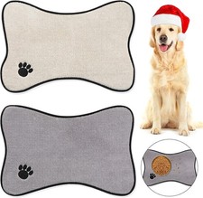 Dog Mat for Food and Water 2 Pieces Bone Shape Non-Slip Pet