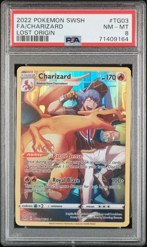 2022 POKEMON SWORD & SHIELD LOST ORIGIN #TG03 FA/CHARIZARD LOST ORIGIN PSA 8