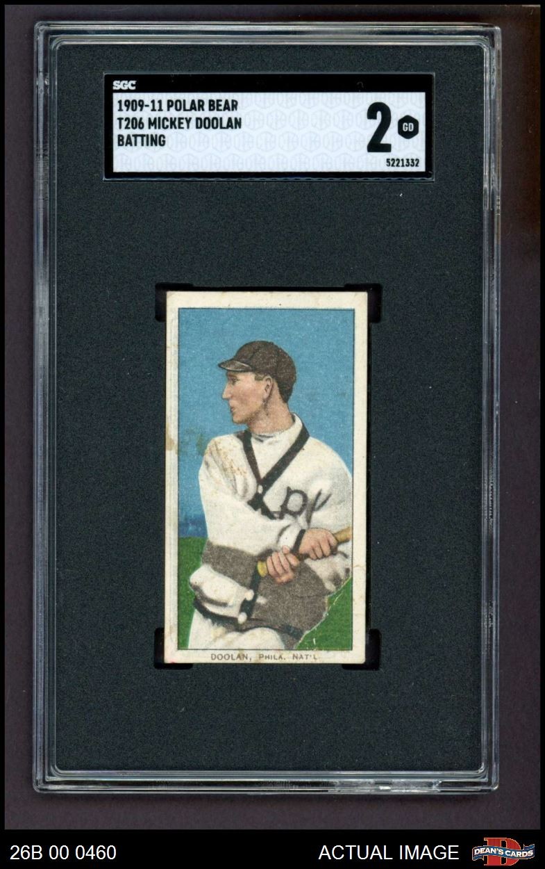 1909 T206 Semi-Scarce Mickey Doolan Batting Phillies VARIATION SGC 2 - GOOD
