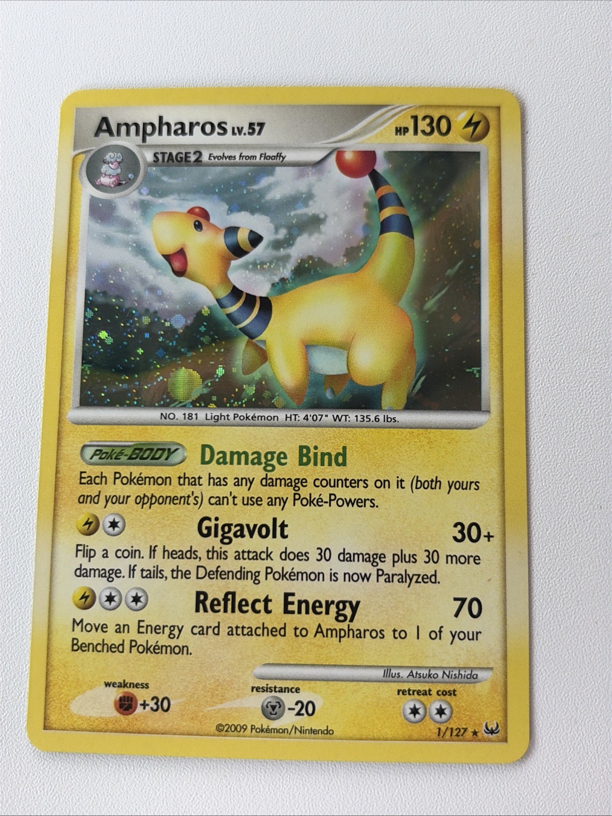 Ampharos 1/127 Platinum Holo 2009 English Pokemon TCG MP 