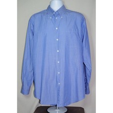 Nautica Men 16.5 34/35 Blue White Striped Dress Shirt Cotton Long Sleeve