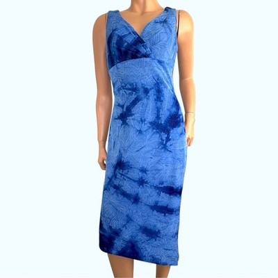 Vtg Clique Beaded Celestial Dress 10 Asymmetrical Hem Blue Midi Wedding Guest