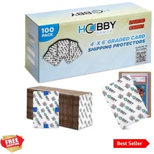100 Pack Graded Trading Card Shipping Protector by , 4" x 6" with Rounded Cor...