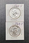Two 1964 P Washington Silver Quarters Uncirculated