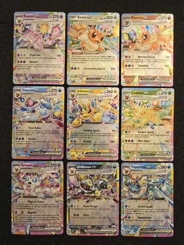 New ListingPokemon Prismatic Evolutions - 9 Card Complete Eeveelution EX Set NM