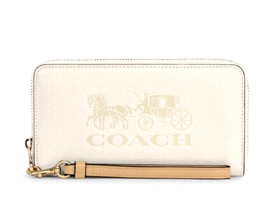 New Coach C3548 Long Zip Around Pebble Leather wallet Chalk