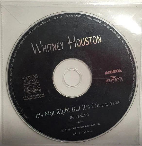 Whitney Houston – It's Not Right But It's Okay (Radio Edit) (CD, Arista…