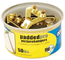 OOK 50616 50 lbs. Brass Plated Padded Professional Picture Tidy Tins Hangers