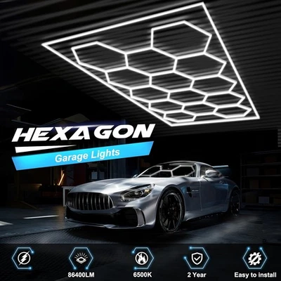 VASTFIRE 14 Iluminación LED hexagonal detalles garaje taller venta al por menor coche sala de exposición Reino Unido