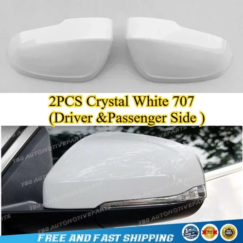 2PCS Crystal White Driver &Passenger Side Mirror Cover for VOLVO S60 V60 2011-19