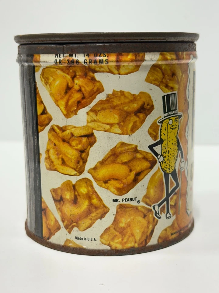 VINTAGE 1940'S PLANTERS PEANUT 6 OZ. SALTED CASHEW CRUNCH TIN CAN W/ LID - Image 4 of 4
