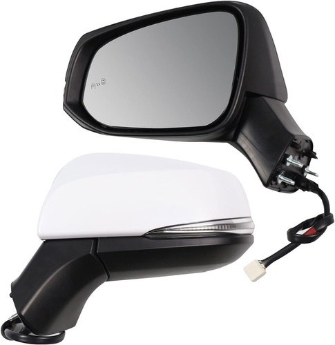 Par de espejos retrovisores laterales blancos con BSM para Toyota RAV4 2019-2024 luz giratoria eléctrica térmica - Imagen 4 de 6