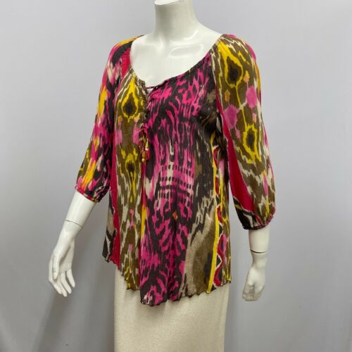 Miss Sixty Top Peasant Bohemian Tie Dye Style Signed "Miss Sixty" In Print S - Picture 1 of 6