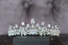 White Zirconia 925 Real Sterling Silver Subtle and Sparkling Engagement Tiara