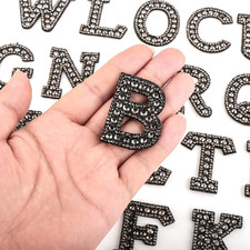 26 Pcs Letter Patches, A-Z Rhinestone Pearl Glitter Alphabet Patches Iron on Let