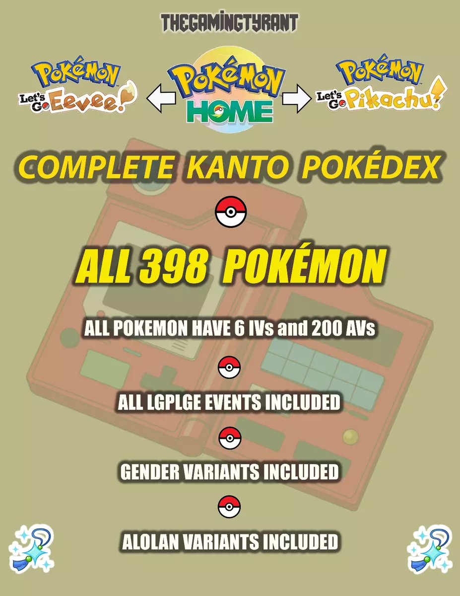 Pokemon Let's Go Pikachu Let's Go Eevee Kanto Pokedex Pokemon Home