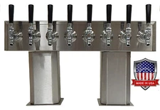 Stainless Steel Draft Beer Tower Made in USA 8 Faucet AIR COOLED - PTB-8SS-OP 