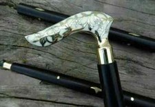 Vintage Style Antique Victorian Designer Brass Handle Wooden Walking Stick Cane