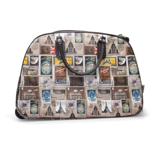 Borsa trolley unisex donna bagaglio a mano stampata floreale weekend su ruote - Foto 21 di 51