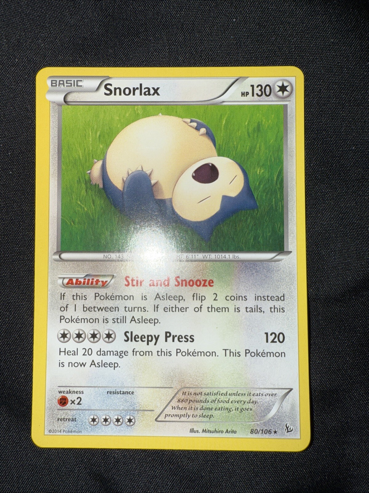 Pokemon TCG Snorlax XY Flashfire 80/106 Regular Non Holo Rare Card