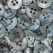 Blue/Smoked "Real" Japanese Abalone Shell  Button Classic Rim 18mm 11/16" 4hole