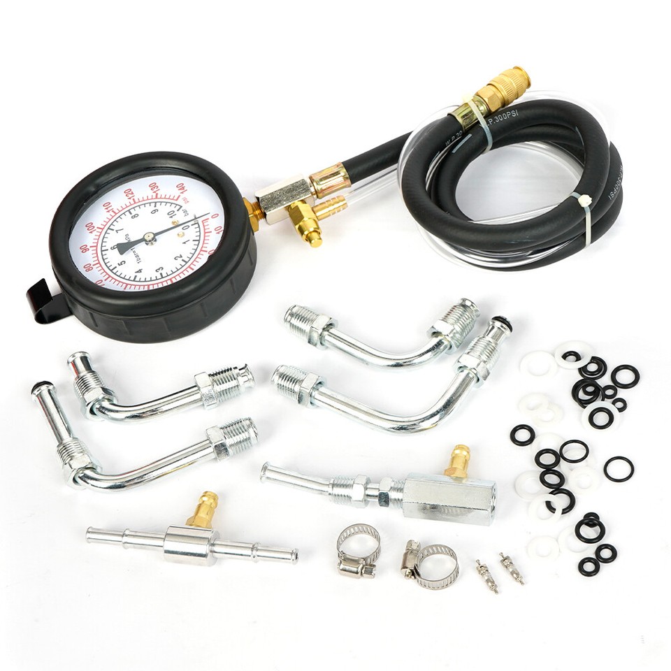 Universal Fuel Injection Gauge Pressure Tester Hoses Fittings Pump Tool