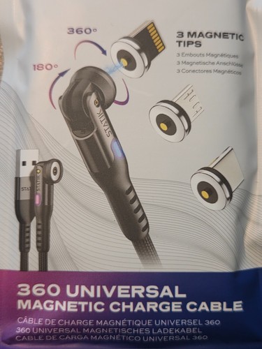 Statik 360 Universal Magnetic Charge Cable 3ft/0.9m with 3 Magnetic Tips - New - 第 3/3 張圖片