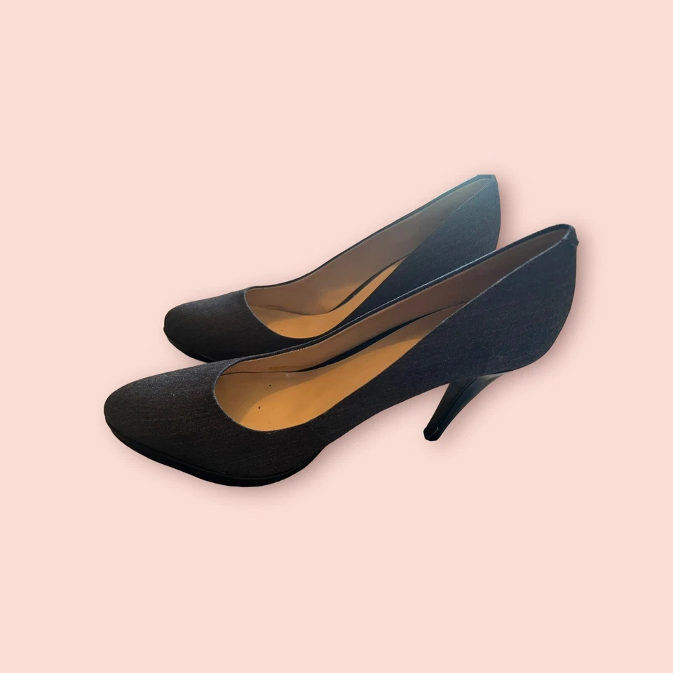 Tacones de plataforma de tela espiga negro/blanco Nine West "Wise up" para mujer talla 9 Foto 3 de 4