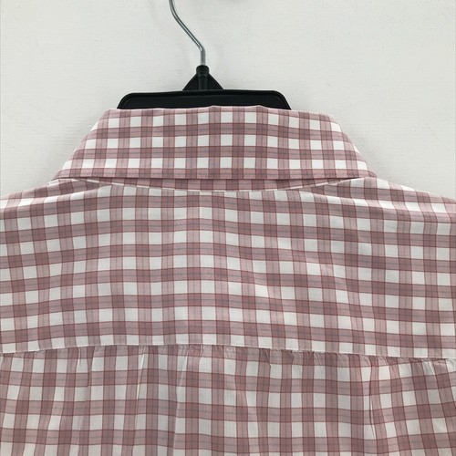 ISAIA Napoli Shirt Mens 16.5 42 Pink White Blue Plaid Button Up Long Sleeve Men - Picture 10 of 19
