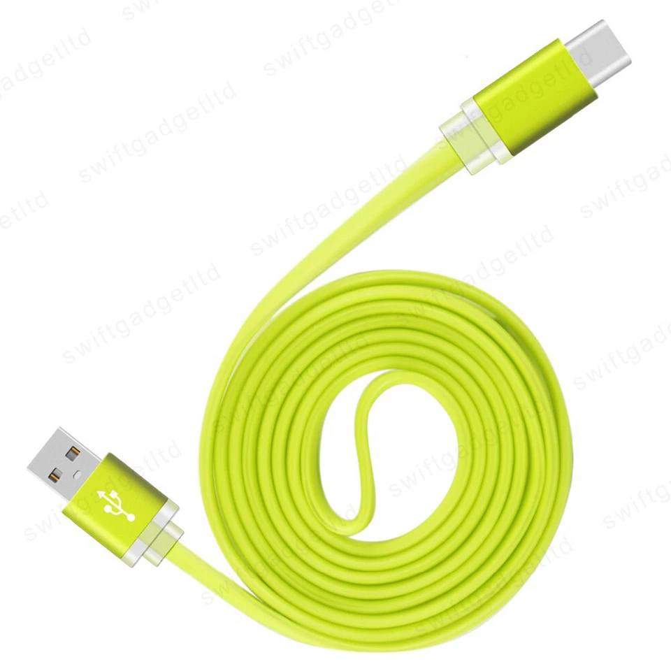 1M Long Flat USB 3.1 Type C Fast Charger USB-C Data Charging Cable Phone Lead - Image 4 of 4