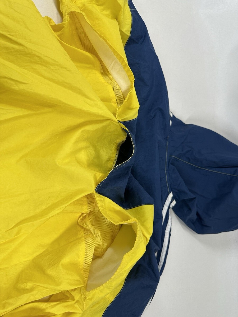Adidas Mens Hooded Track Jacket Yellow Blue Vented Vintage