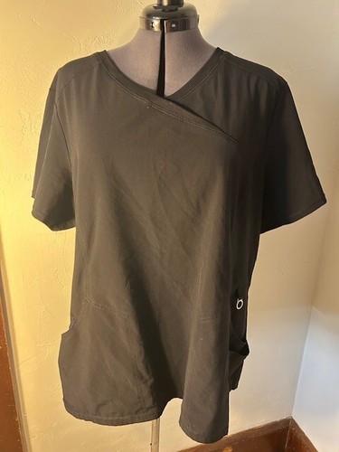 Cherokee Infinity Scrub Top Women’s Black Nurse Medical Workwear 2XL