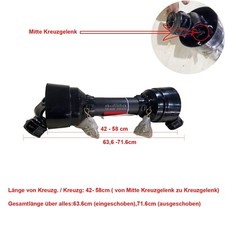 Gelenkwelle 45-58 cm Zapfwelle Antriebswelle Traktor 780NM 1 3/8´´ 6 Zähne